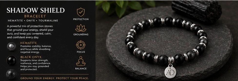 Shadow Shield Bracelet Hematite • Black Onyx • Black Tourmaline