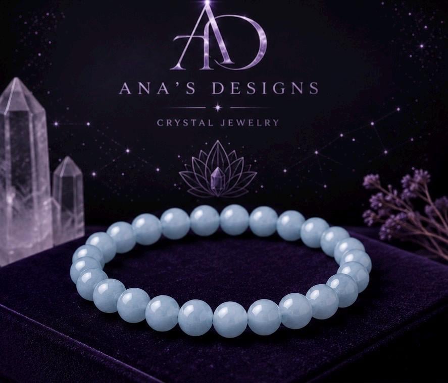 Celestial Tide “8mm Aquamarine Crystal Bracelet”