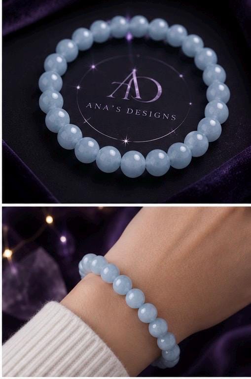 Celestial Tide “8mm Aquamarine Crystal Bracelet”