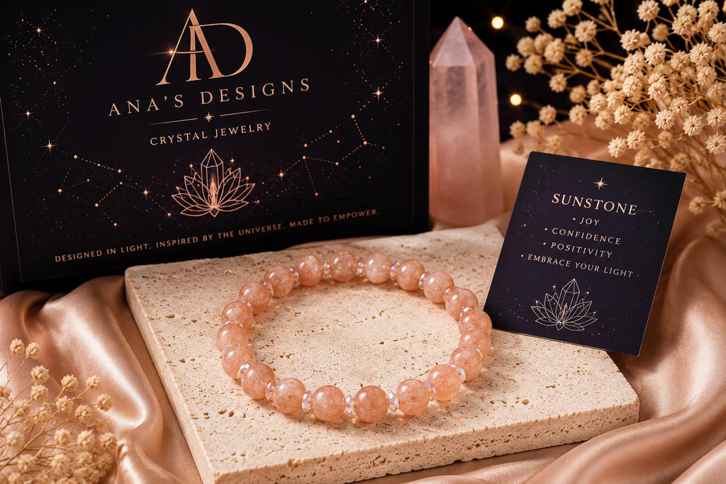 Solar Bloom 8mm Sunstone Crystal Bracelet