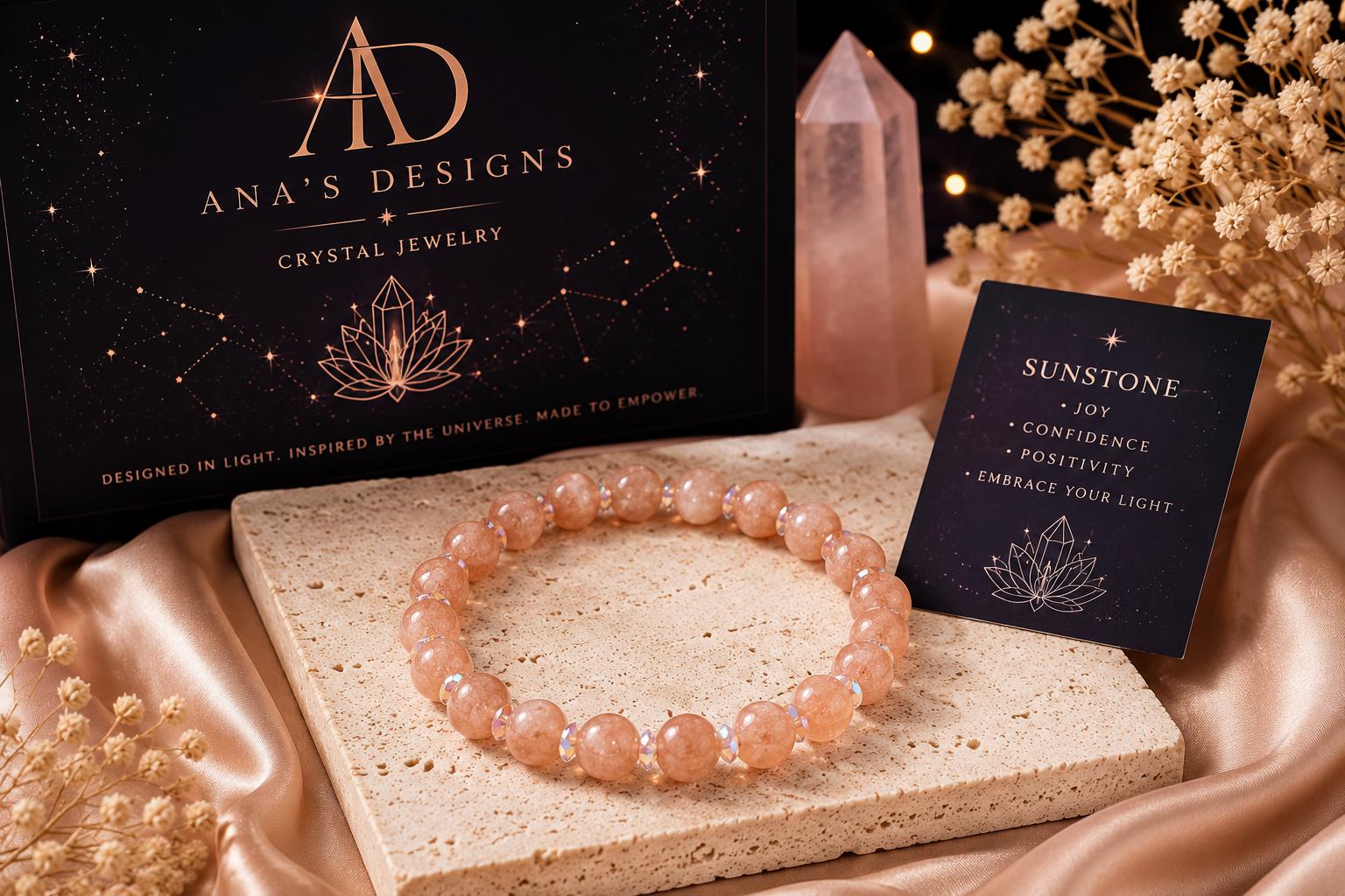 Solar Bloom 8mm Sunstone Crystal Bracelet
