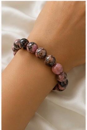 Shadow Bloom Black Stripe Rhodonite Crystal Bracelet
