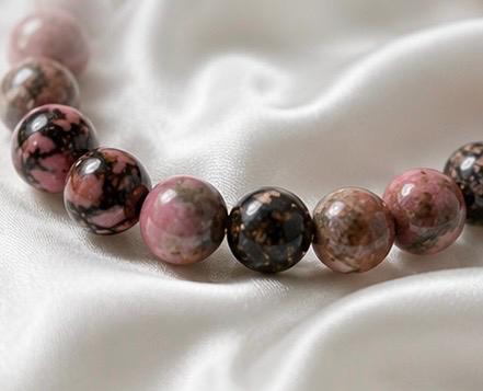 Shadow Bloom Black Stripe Rhodonite Crystal Bracelet