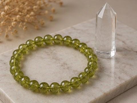 Verdant Light 8mm Peridot Crystal Bracelet