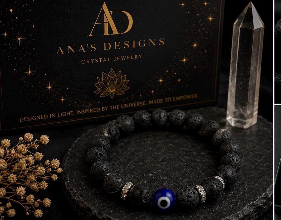 Obsidian Guardian 8mm Lava Stone Evil Eye Protection Bracelet