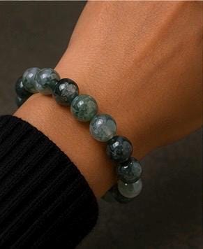 Forest Veil 8mm Moss Agate Crystal Bracelet
