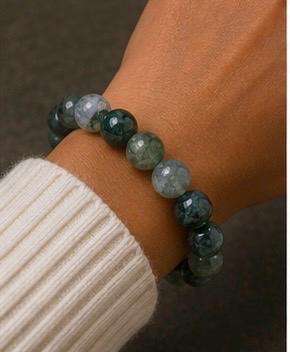 Forest Veil 8mm Moss Agate Crystal Bracelet