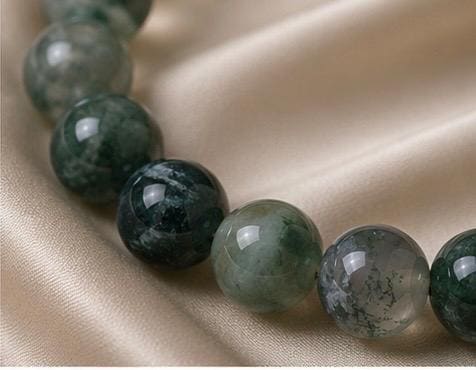 Forest Veil 8mm Moss Agate Crystal Bracelet