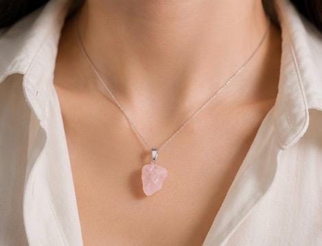 Blush Moon Rose Quartz Crystal Pendant
