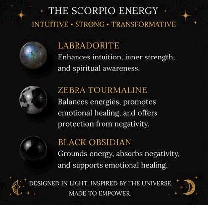 Scorpio zodiac Stack Bracelet Set – Labradorite, Obsidian, Tourmalinated Quartz