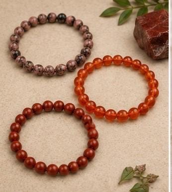 Rhodonite Carnelian Red Jasper Bracelet Stack | Natural Crystal Trio Set