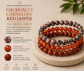 Rhodonite Carnelian Red Jasper Bracelet Stack | Natural Crystal Trio Set