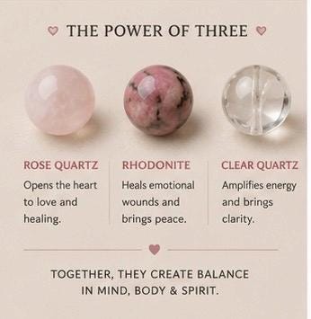 Heart Healing Harmony Bracelet Rose Quartz • Rhodonite • Clear Quartz