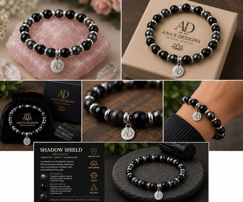Shadow Shield Bracelet Hematite • Black Onyx • Black Tourmaline