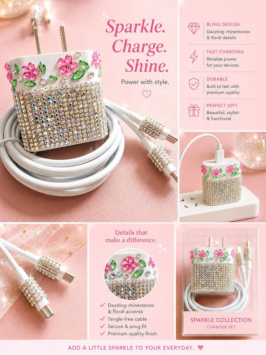 Luxury Bling USB-C Charger Set