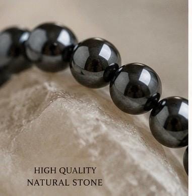 Natural Hematite Stretch Bracelet • Root Chakra Crystal Jewelry