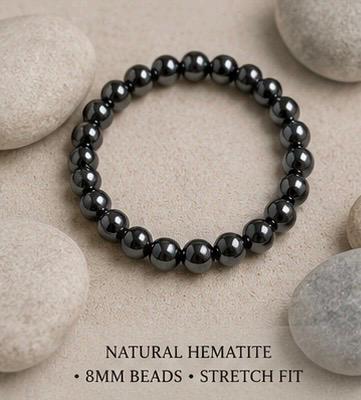 Natural Hematite Stretch Bracelet • Root Chakra Crystal Jewelry