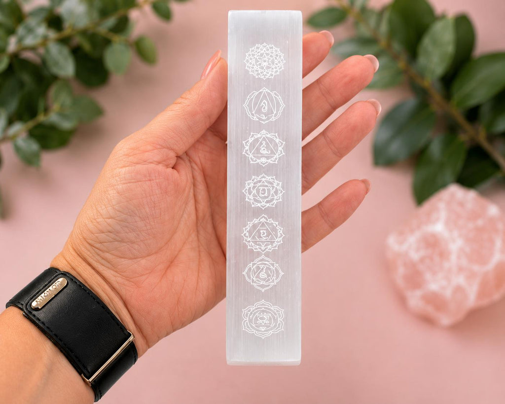 Selenite Charging Plates - ( round and 7 chakra stick available )Crystal Cleansing & Energy Charging