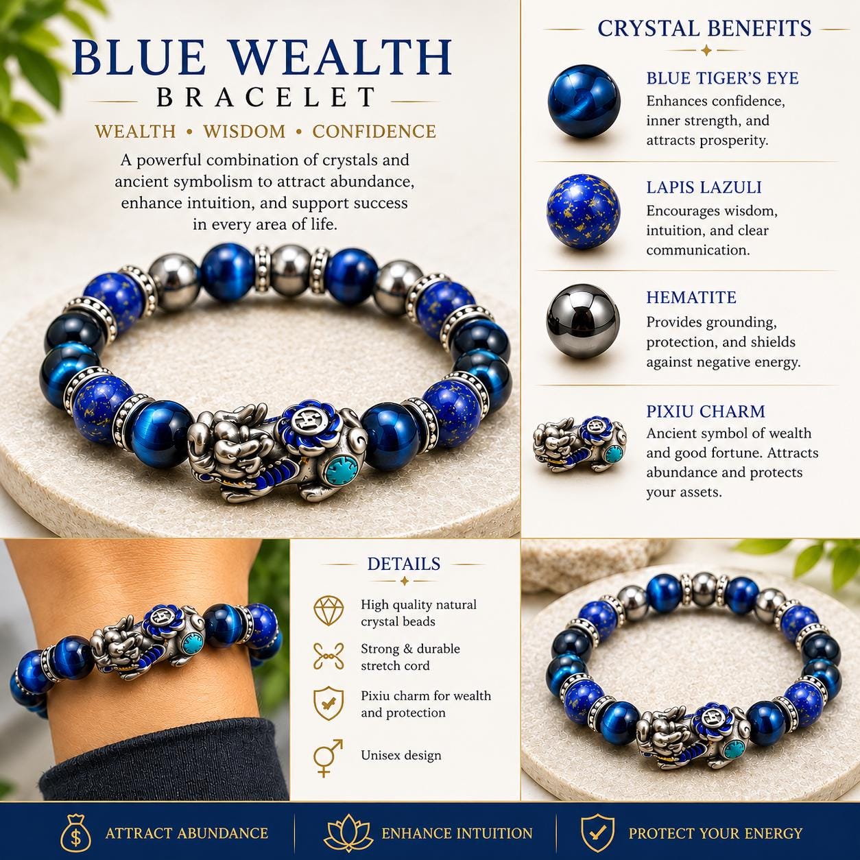 Blue Wealth Bracelet – Pixiu Prosperity Bracelet