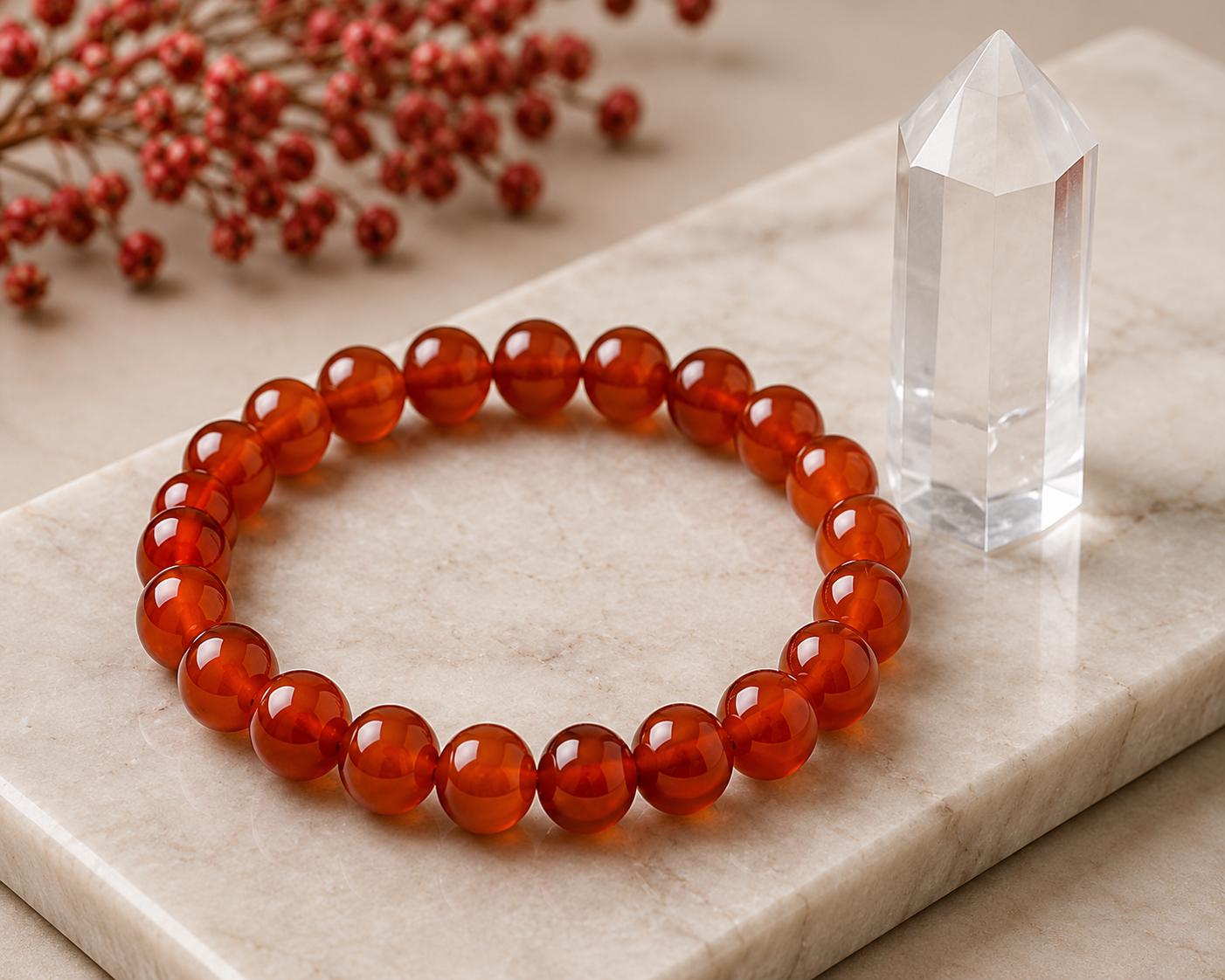 Ember Soul  8mm Carnelian Crystal Bracelet