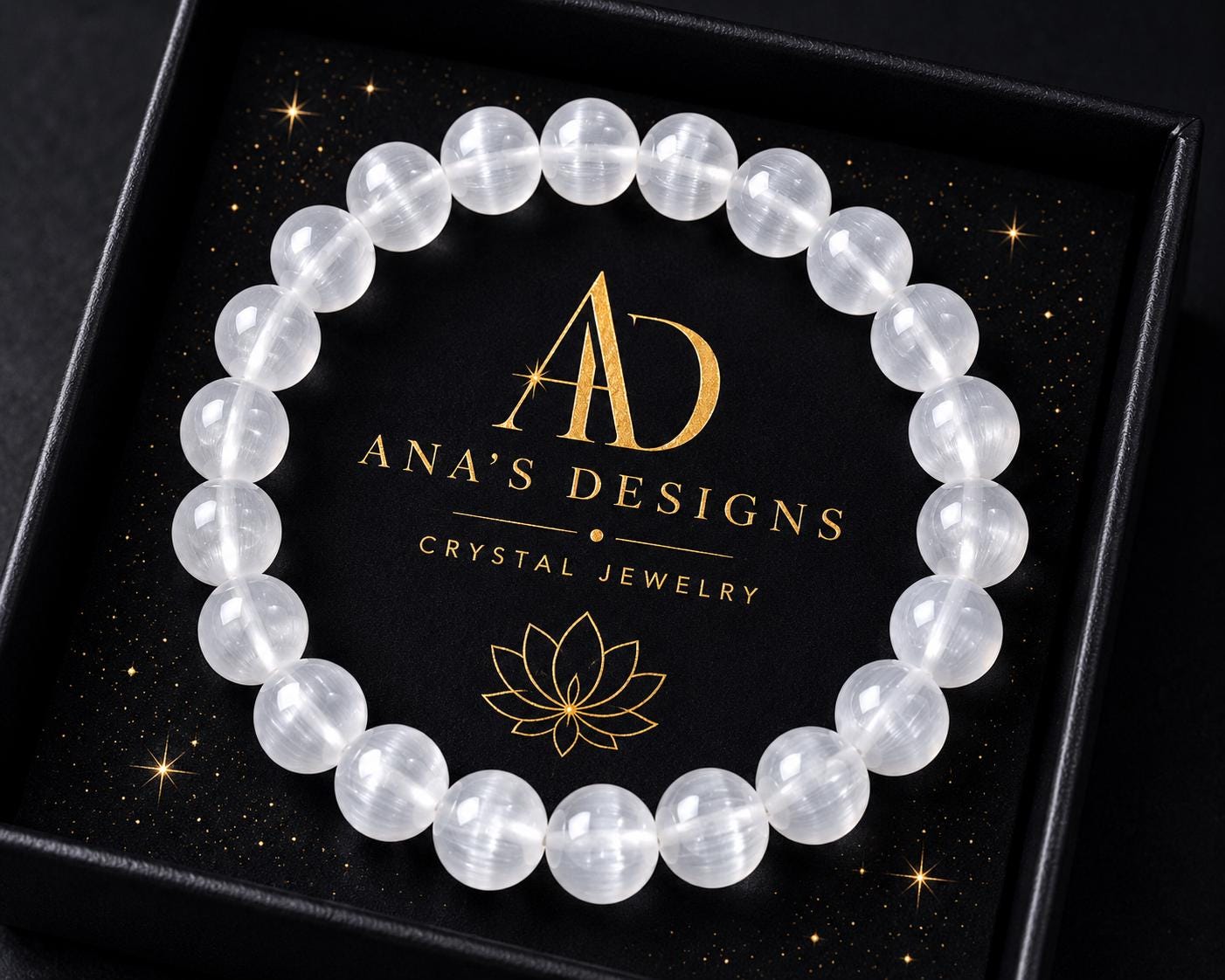 Lunar Veil 8mm Selenite Crystal Bracelet