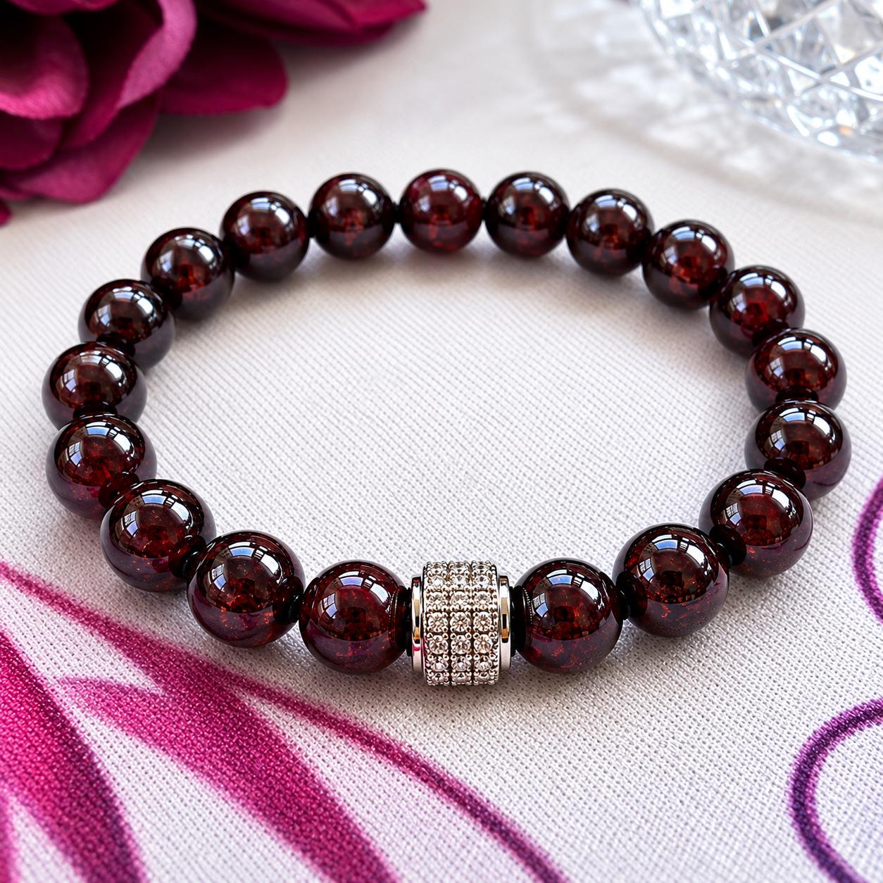 Genuine Garnet Bracelet | 8mm