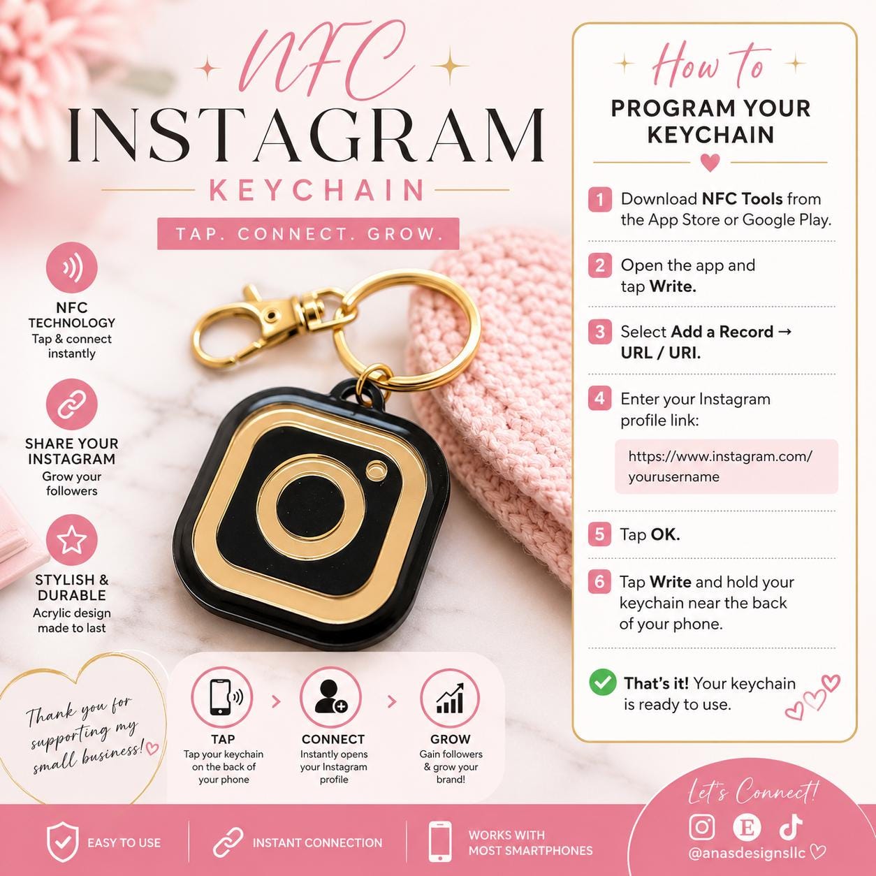 NFC Instagram Keychain