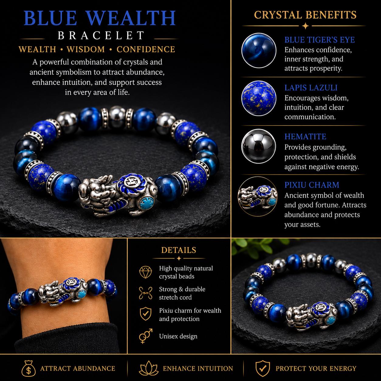 Blue Wealth Bracelet – Pixiu Prosperity Bracelet
