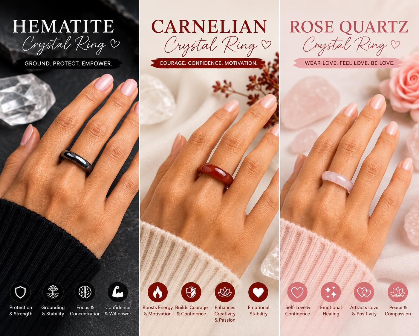 Crystal Ring Collection – Natural Gemstone Rings