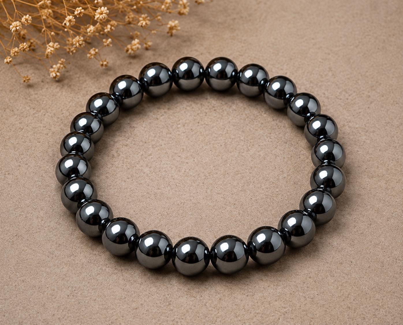 Obsidian Pulse Magnetic Hematite Energy Bracelet
