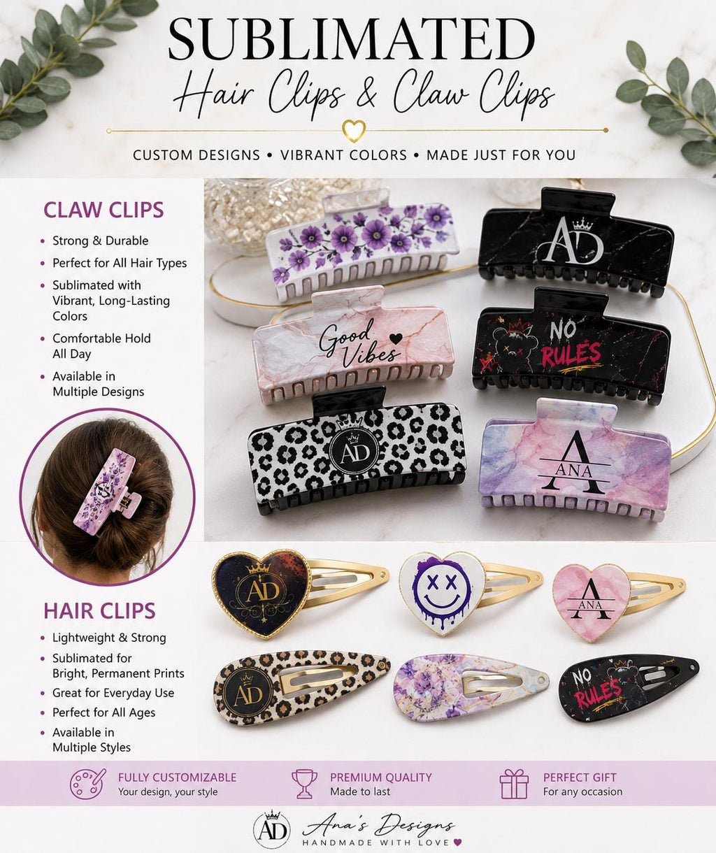 Custom Sublimated Hair Clips & Claw Clips
