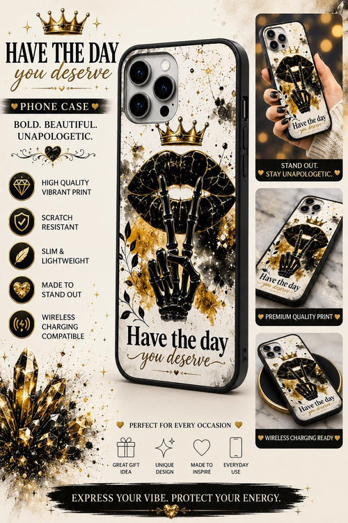 Bold Unapologetic Phone Case: Glitter Lips, Skeleton Hand, Celestial Design