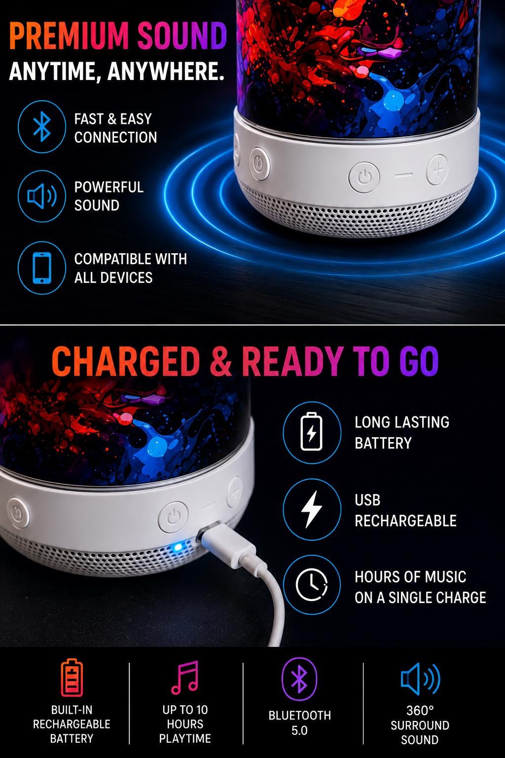 16 oz Gaming Bluetooth Speaker Tumbler | RGB Controller Can Cooler Cup | Insulated Travel Mug