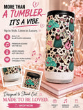 Western Cow Print Bluetooth Speaker Tumbler | 16 oz Insulated Travel Cup