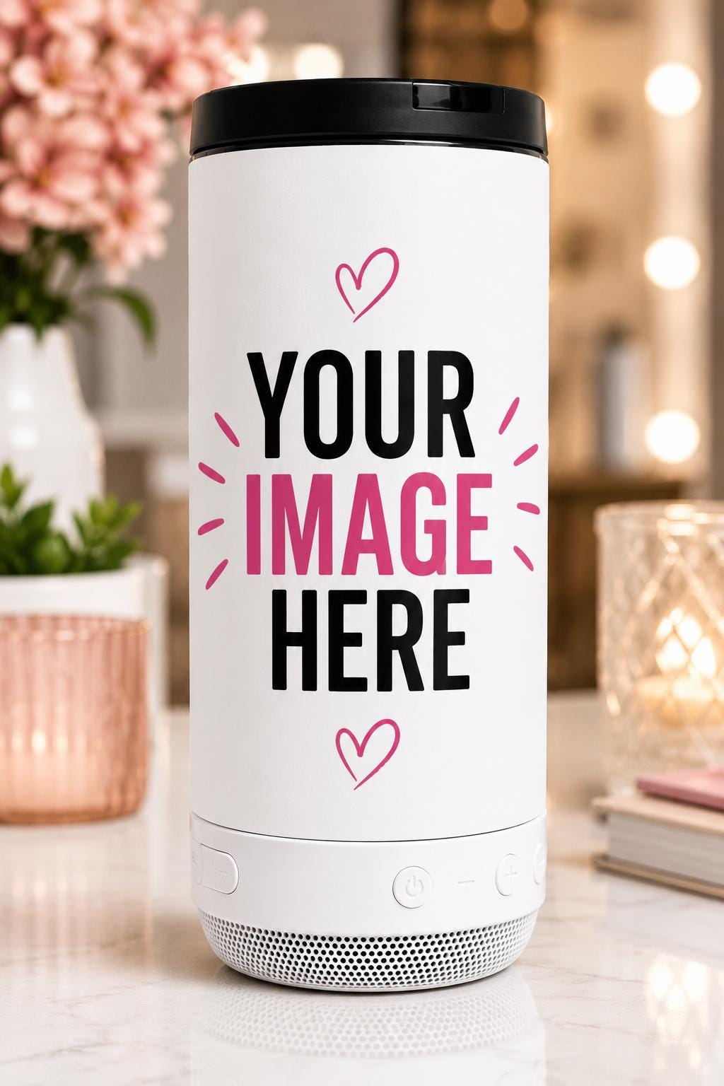 Personalized Photo Bluetooth Speaker Tumbler | 16 oz Can Cooler Beverage Holder