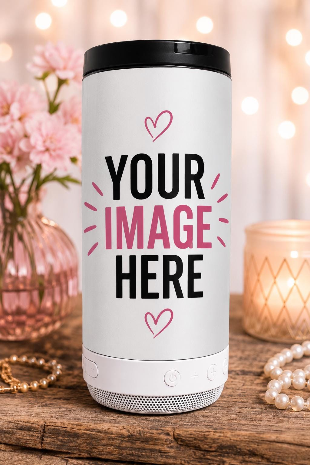 Personalized Photo Bluetooth Speaker Tumbler | 16 oz Can Cooler Beverage Holder