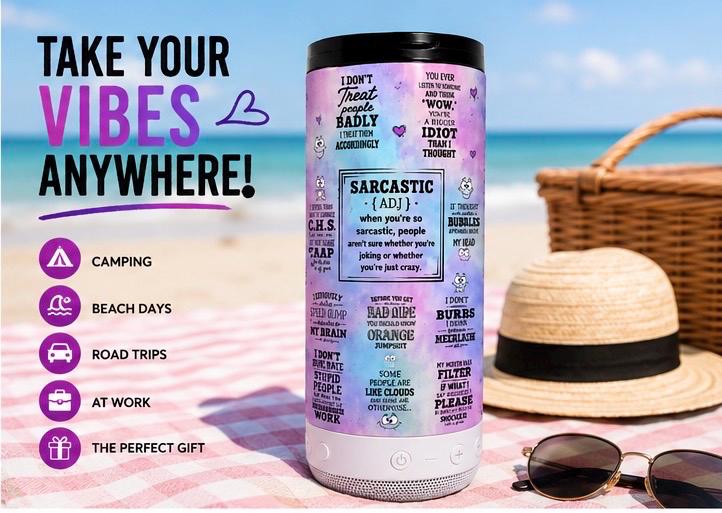 16 oz Bluetooth Speaker Tumbler | Sarcastic Quote Can Cooler | Wireless Audio Cup