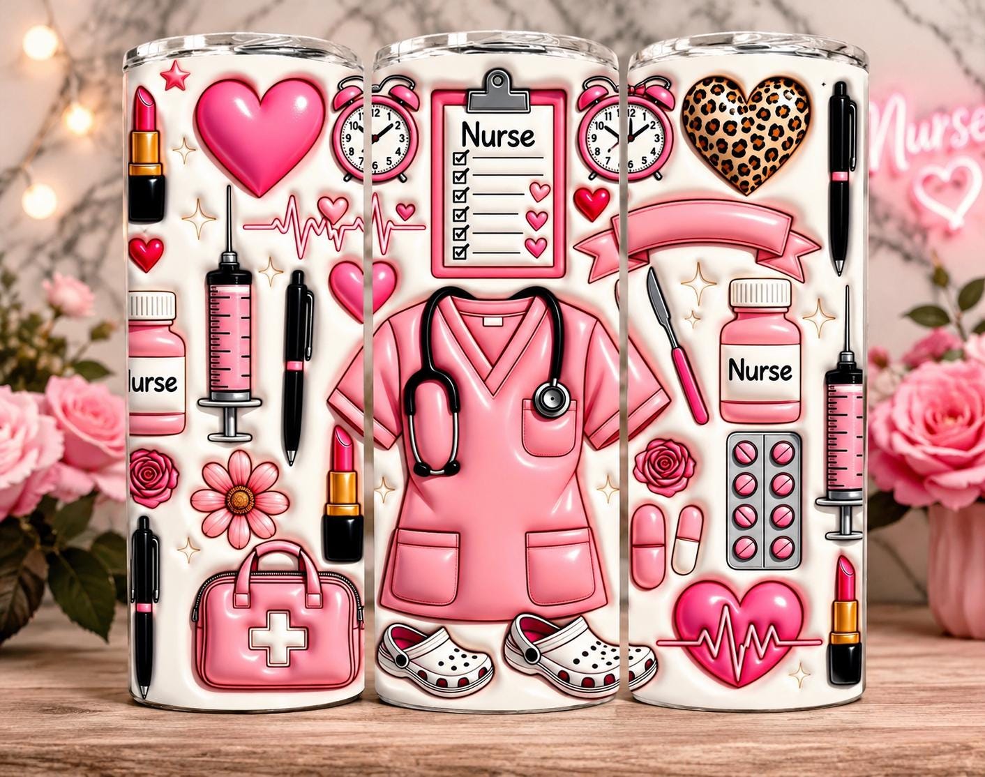 Nurse 20 oz Stainless Steel Tumbler with Lid & Metal Straw