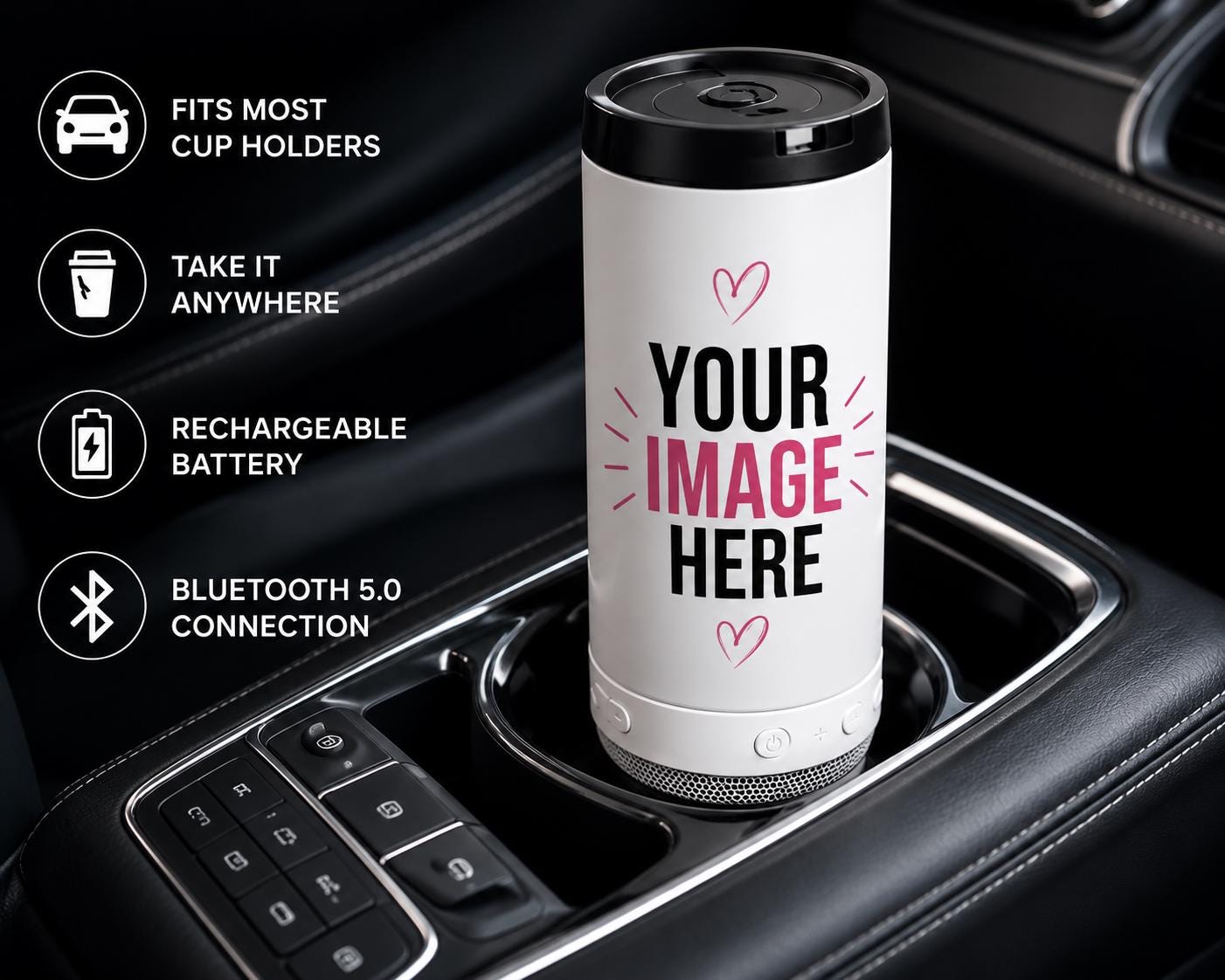 Personalized Photo Bluetooth Speaker Tumbler | 16 oz Can Cooler Beverage Holder