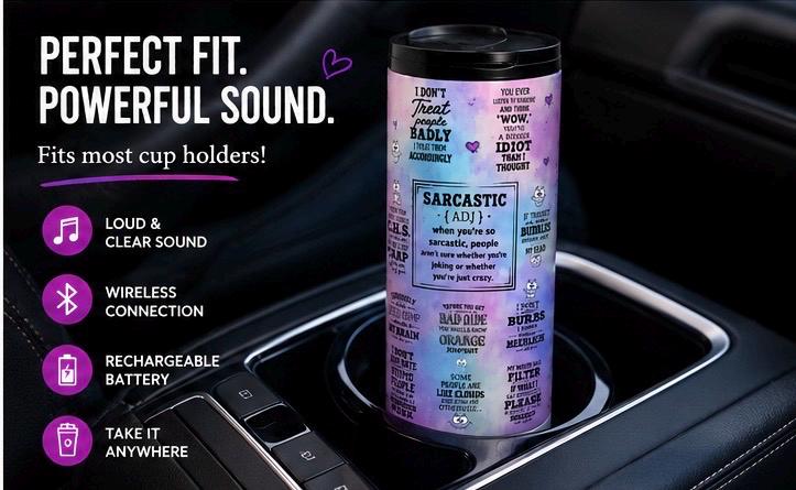 16 oz Bluetooth Speaker Tumbler | Sarcastic Quote Can Cooler | Wireless Audio Cup