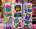 90s Kid Tumbler | Retro Cassette, Game Boy, Lava Lamp Graphics (20oz Skinny)