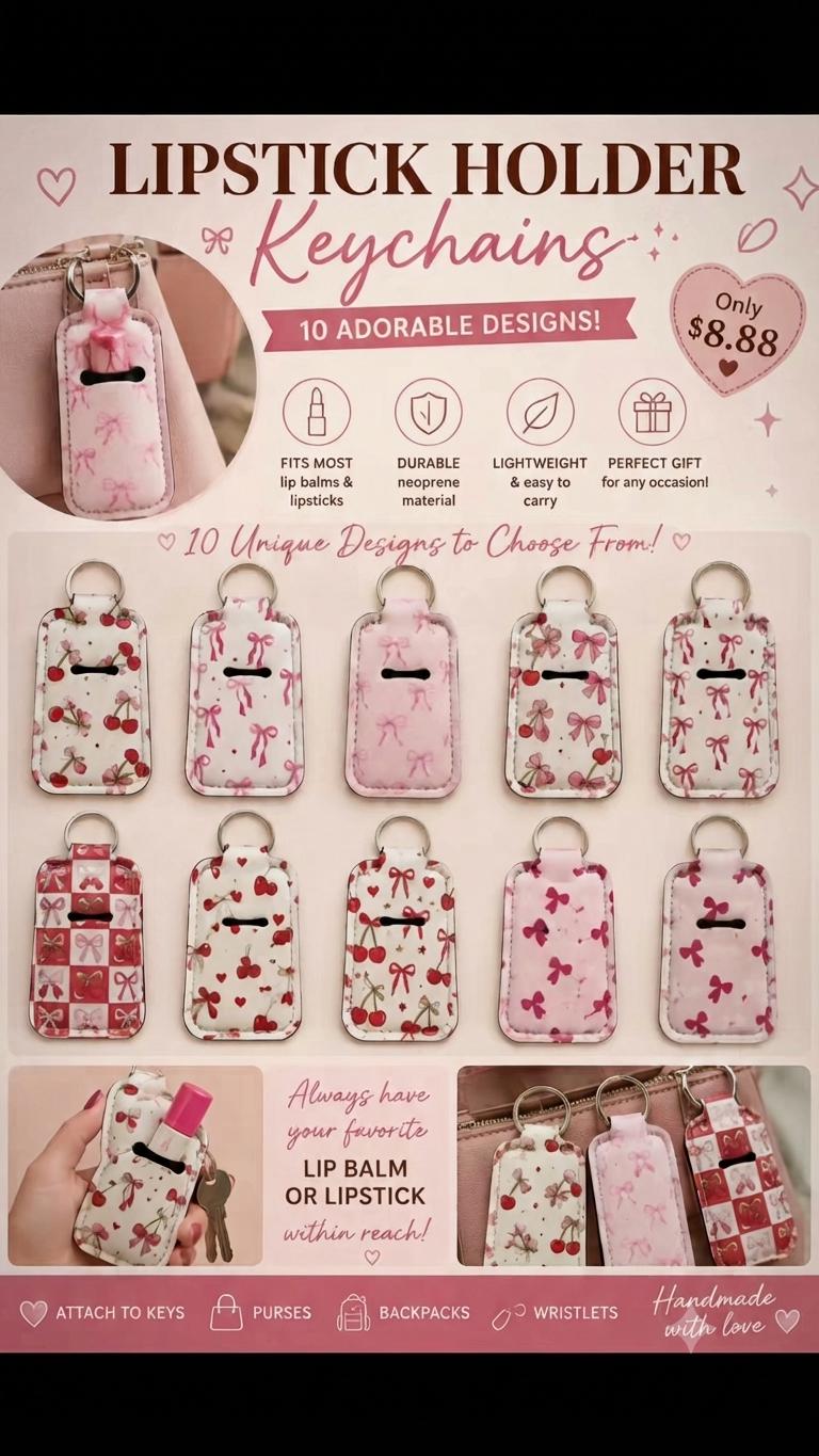 Lipstick Holder Keychains – 10 Unique Designs Available!