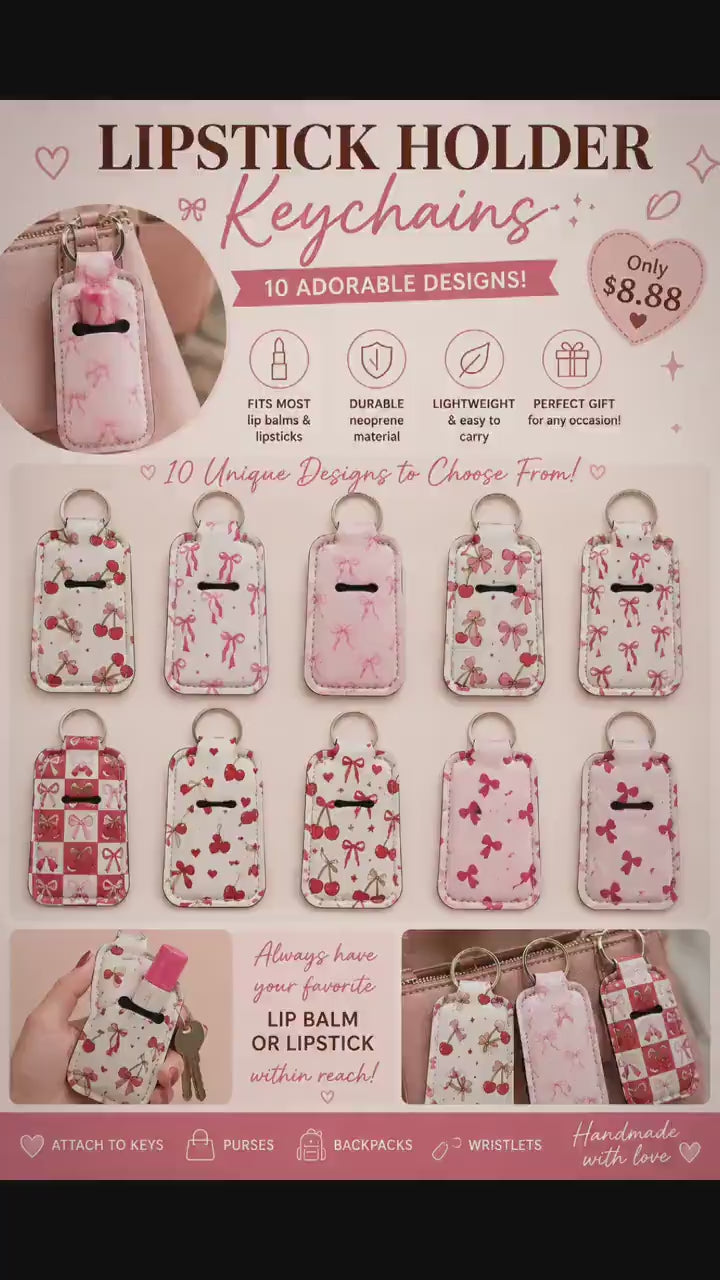 Lipstick Holder Keychains – 10 Unique Designs Available!