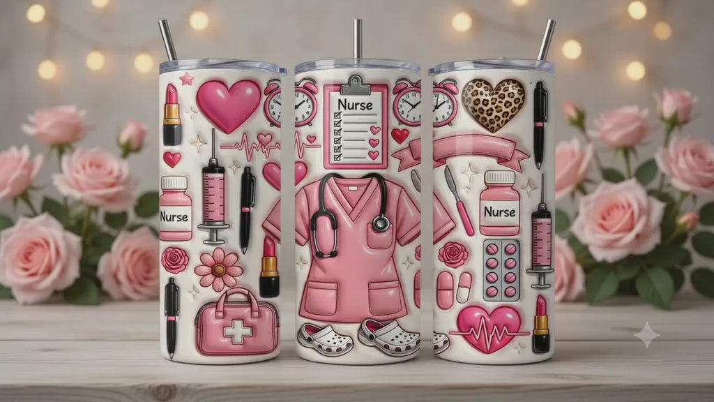 Nurse 20 oz Stainless Steel Tumbler with Lid & Metal Straw