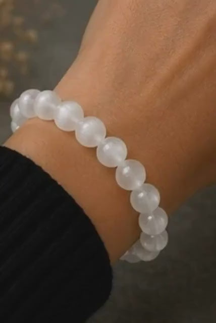 Lunar Veil 8mm Selenite Crystal Bracelet