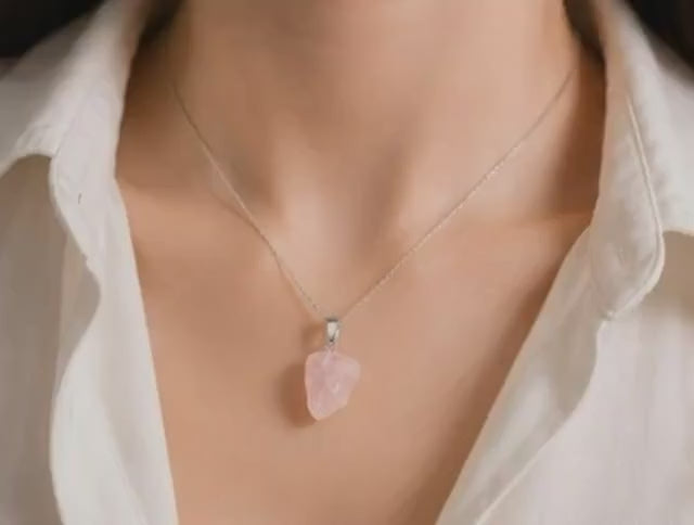 Blush Moon Rose Quartz Crystal Pendant