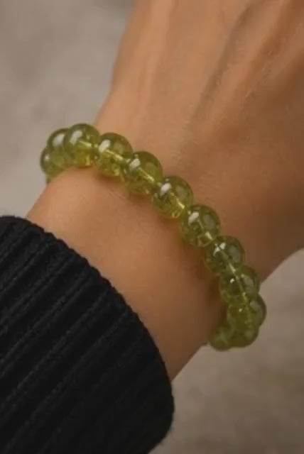 Verdant Light 8mm Peridot Crystal Bracelet
