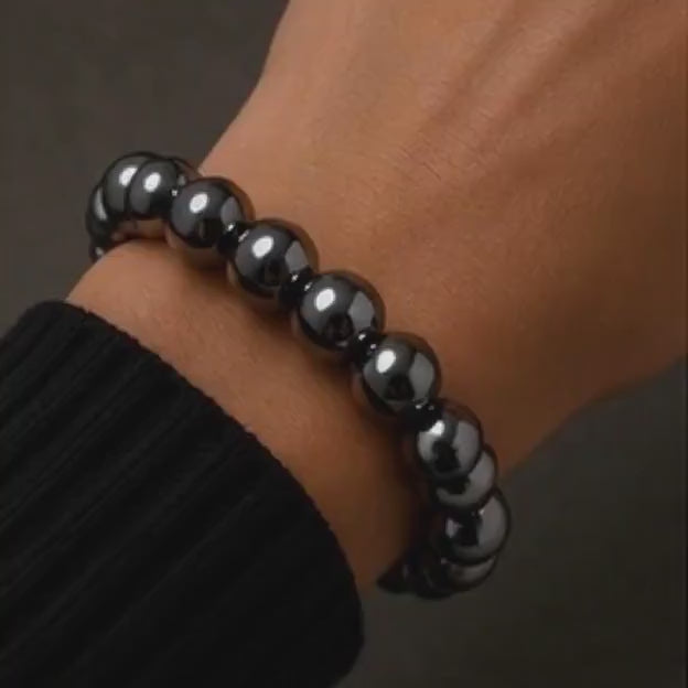 Obsidian Pulse Magnetic Hematite Energy Bracelet