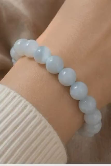 Celestial Tide “8mm Aquamarine Crystal Bracelet”