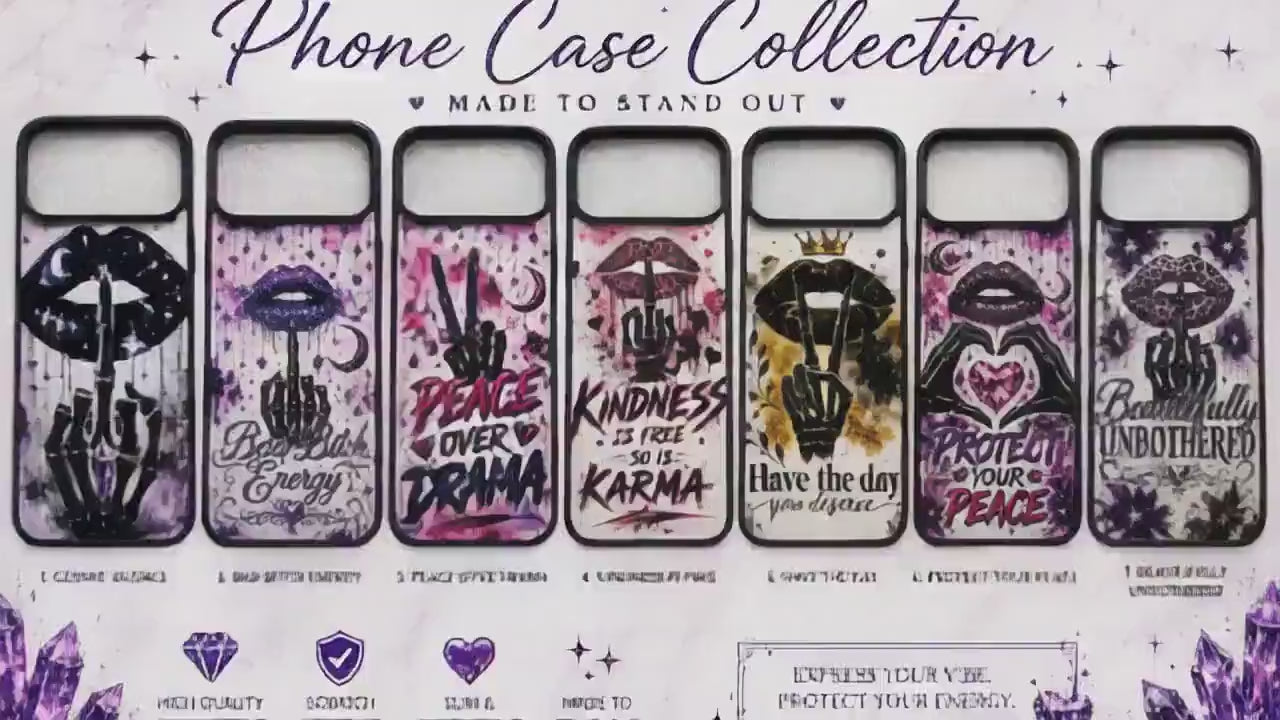 Bold Unapologetic Phone Case: Glitter Lips, Skeleton Hand, Celestial Design